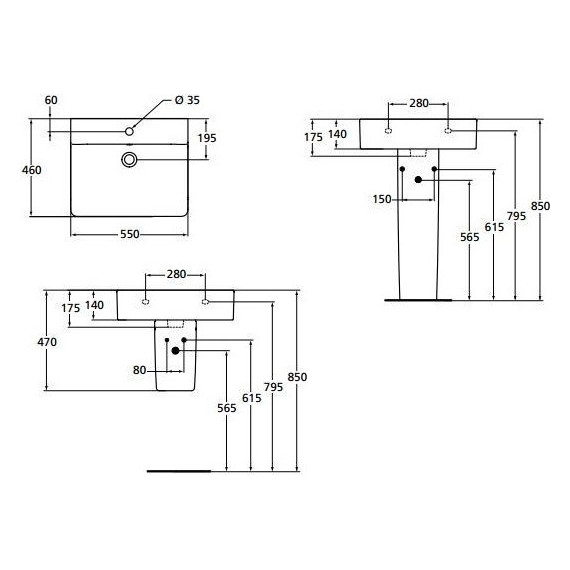 Раковина подвесная Ideal Standard Connect Cube 55 см E784401 фото 10
