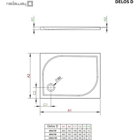 Поддон акриловый Radaway Delos D 80х75 см 4D87545-03 фото 3