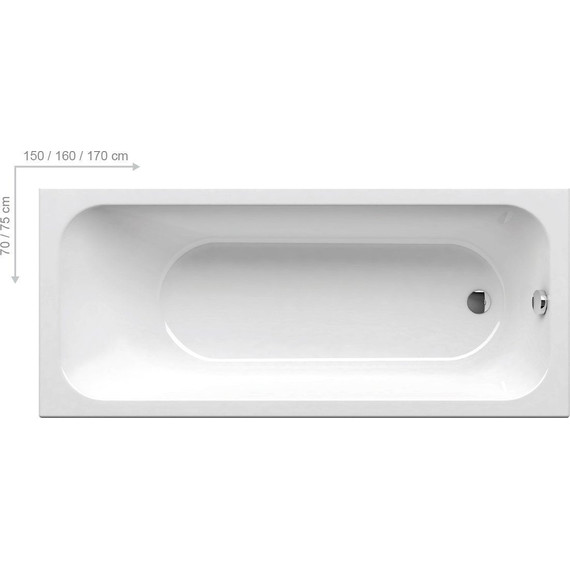 Ванна Ravak Chrome Slim 170х75 см C741300000, Размер - мм: 1700х750 фото 