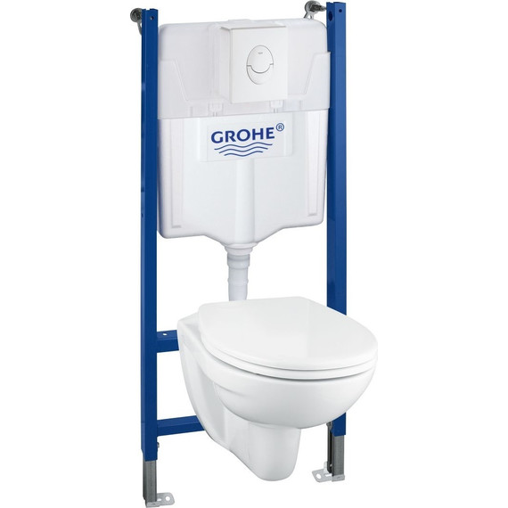 Инсталляция Grohe Solido с подвесным унитазом Lecico Perth 39117000, кнопка белая фото 