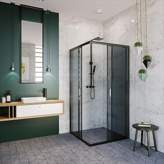Душевое ограждение Alex Baitler 90х90 см AB114-B90, черный/тонированное фото 4
