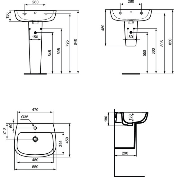 Раковина подвесная Ideal Standard Esedra 55 см T279901 фото 4