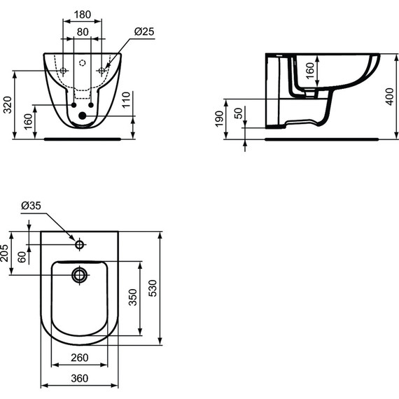 Биде подвесное Ideal Standard Tempo T510001 - 3 Биде подвесное Ideal Standard Tempo T510001 фото 3
