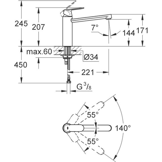Смеситель для кухни Grohe Eurosmart Cosmopolitan 30193000 фото 4
