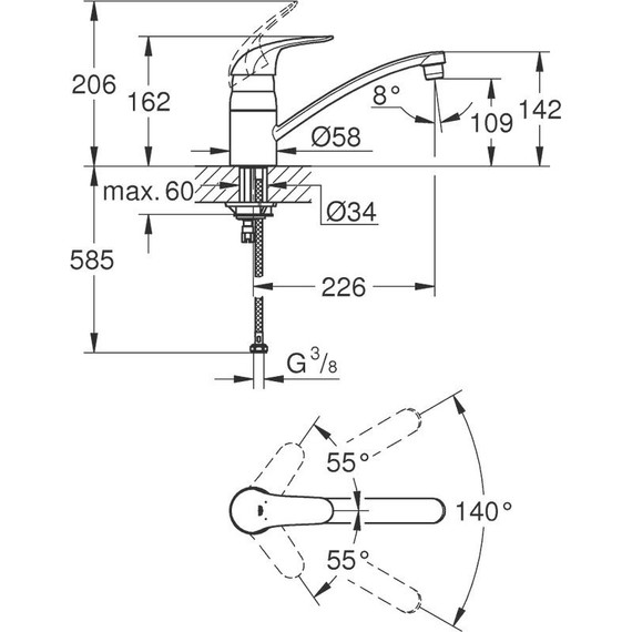 Смеситель для кухни Grohe Euroeco 32750000 фото 5