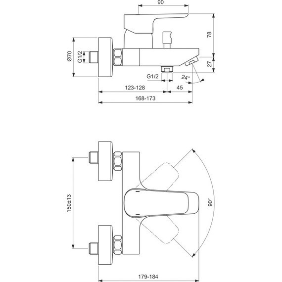 Набор смесителей 3 в 1 для ванны с коротким изливом Ideal Standard Ceraplan III BD005AA - 3 Набор смесителей 3 в 1 для ванны с коротким изливом Ideal Standard Ceraplan III BD005AA фото 3
