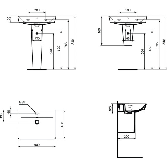 Раковина подвесная Ideal Standard Connect Air Cube 60 см E074201 фото 8