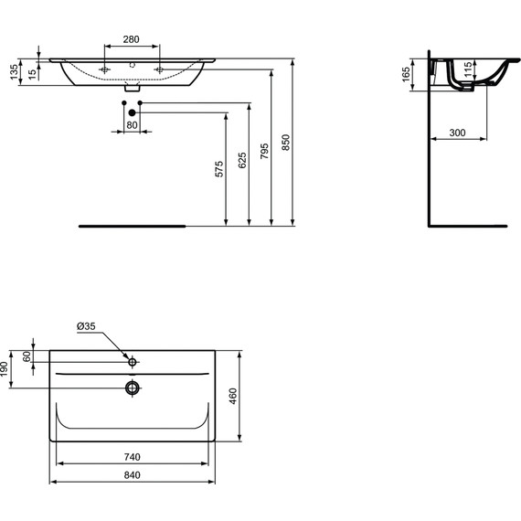 Раковина подвесная Ideal Standard Connect Air Vanity 84 см E027901 - 6 Раковина подвесная Ideal Standard Connect Air Vanity 84 см E027901 фото 6