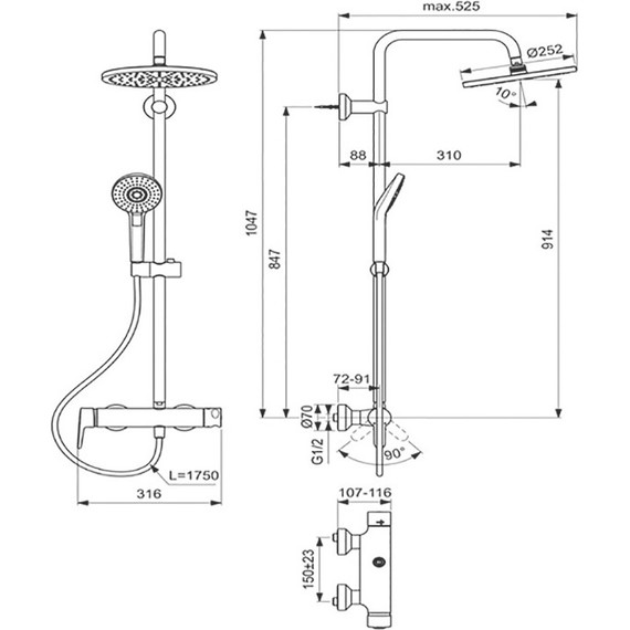Душевая стойка Ideal Standard IdealRain Eco SL B2266AA - 2 Душевая стойка Ideal Standard IdealRain Eco SL B2266AA фото 2