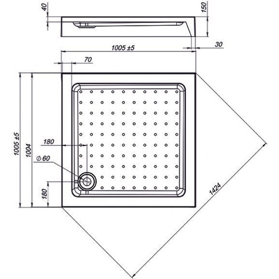 Поддон акриловый Sole Cube 100х100 см фото 2