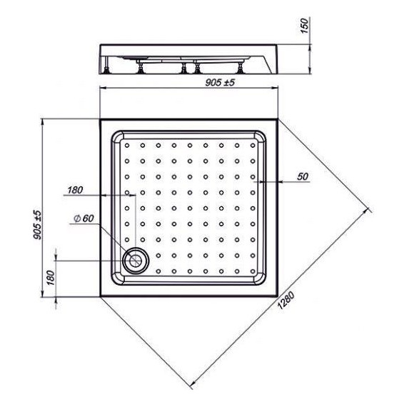 Поддон акриловый Sole Cube 90х90 см фото 2