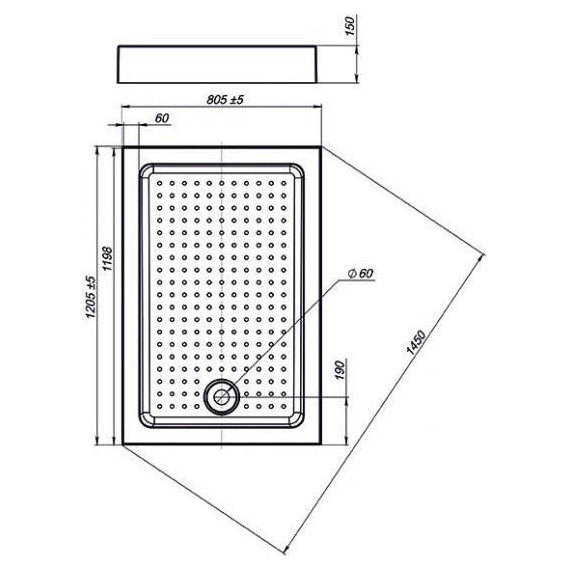 Поддон акриловый Sole Open/Quadro 120х80 см - 2 Поддон акриловый Sole Open/Quadro 120х80 см фото 2