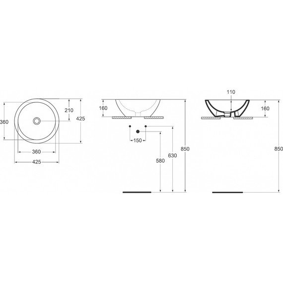 Раковина-чаша Ideal Standard Strada 42 см K078301 - 6 Раковина-чаша Ideal Standard Strada 42 см K078301 фото 6