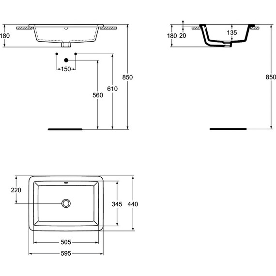 Раковина врезная на столешницу Ideal Standard Strada 59 см K078001 фото 3