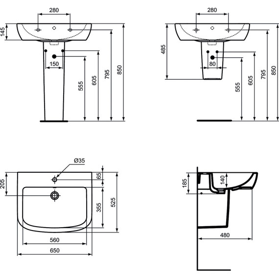 Раковина подвесная Ideal Standard Tempo 65 см T056301 фото 10