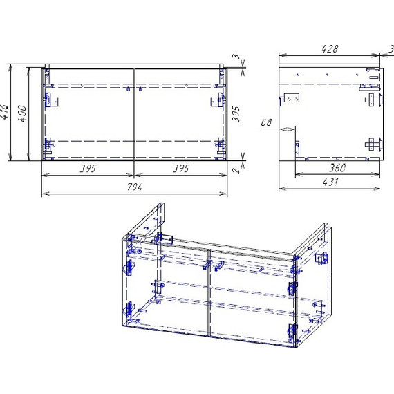 Тумба подвесная с раковиной Cersanit Colour 80 см SZ-COL-CM/COL/80 фото 6