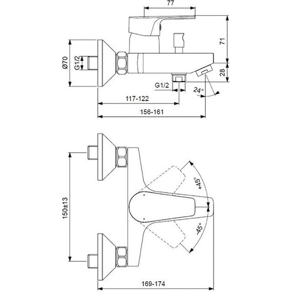 Набор смесителей 3 в 1 для ванны с коротким изливом Ideal Standard Esla BC264AA - 4 Набор смесителей 3 в 1 для ванны с коротким изливом Ideal Standard Esla BC264AA фото 4