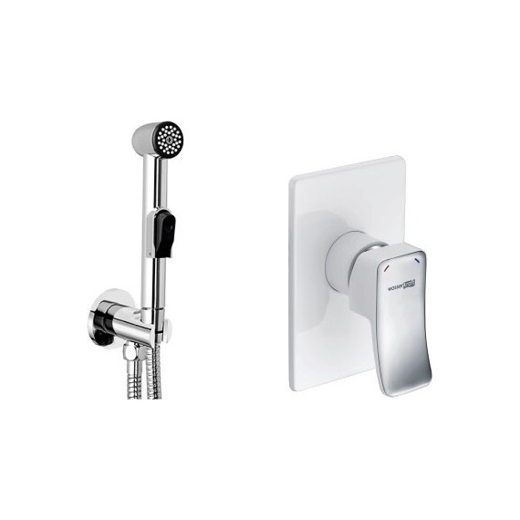 Набор для гигиенического душа WasserKraft A010657WHITE (шланг 120 см), хром/белый фото 