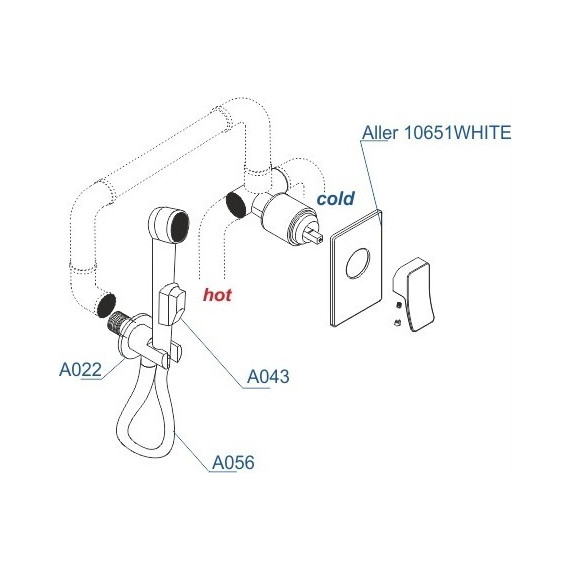 Набор для гигиенического душа WasserKraft A010656WHITE (шланг 100 см), хром/белый - 3 Набор для гигиенического душа WasserKraft A010656WHITE (шланг 100 см), хром/белый фото 3