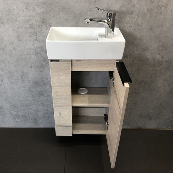 Тумба подвесная с раковиной Comforty Асти 40 см, дуб дымчатый - 7 Тумба подвесная с раковиной Comforty Асти 40 см, дуб дымчатый фото 7