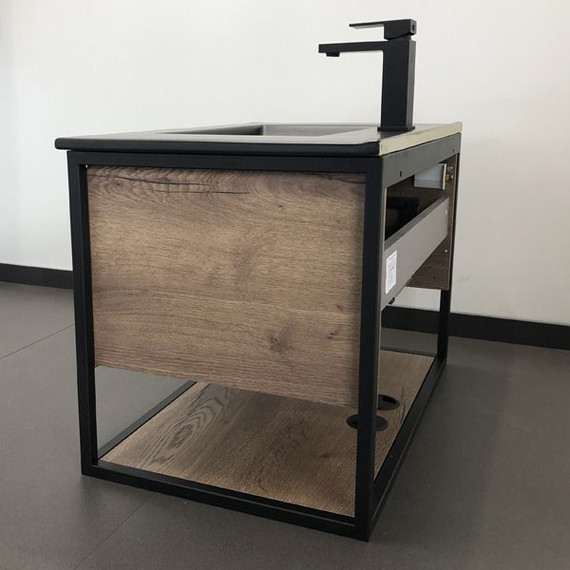 Тумба подвесная с раковиной Comforty Бонн 75 см, дуб тёмный фото 7