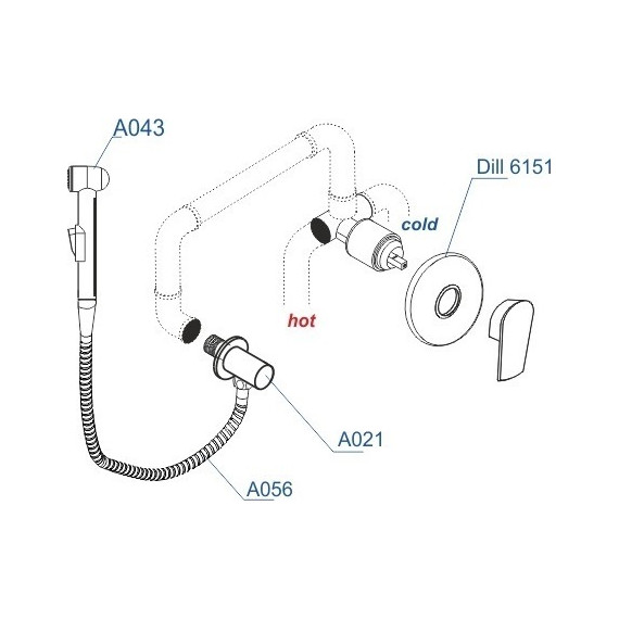 Набор для гигиенического душа WasserKraft Dill A06156 (шланг 100 см) - 4 Набор для гигиенического душа WasserKraft Dill A06156 (шланг 100 см) фото 4