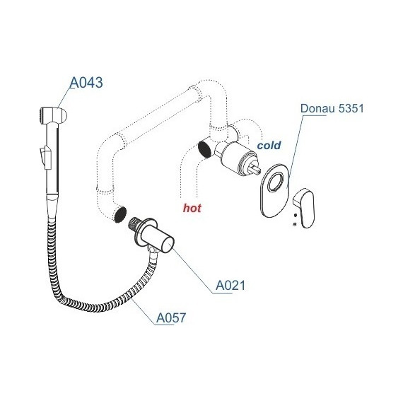 Набор для гигиенического душа WasserKraft Donau А15357 (шланг 120 см) - 4 Набор для гигиенического душа WasserKraft Donau А15357 (шланг 120 см) фото 4