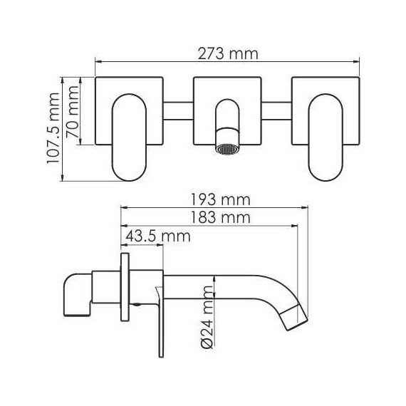 Смеситель для раковины настенный WasserKraft Elbe 7445, чёрный фото 3