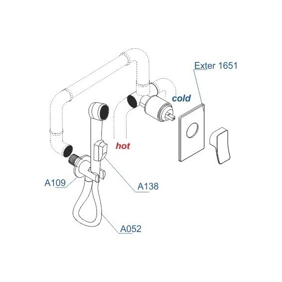 Набор для гигиенического душа WasserKraft Exter A01652, светлая бронза - 2 Набор для гигиенического душа WasserKraft Exter A01652, светлая бронза фото 2