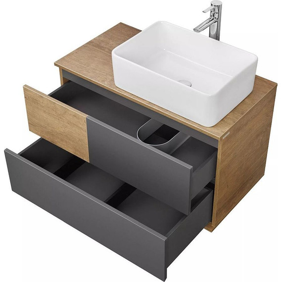 Тумба подвесная со столешницей Акватон Терра 85 см 1A247201TEKA0, дуб кантри/антрацит - 4 Тумба подвесная со столешницей Акватон Терра 85 см 1A247201TEKA0, дуб кантри/антрацит фото 4