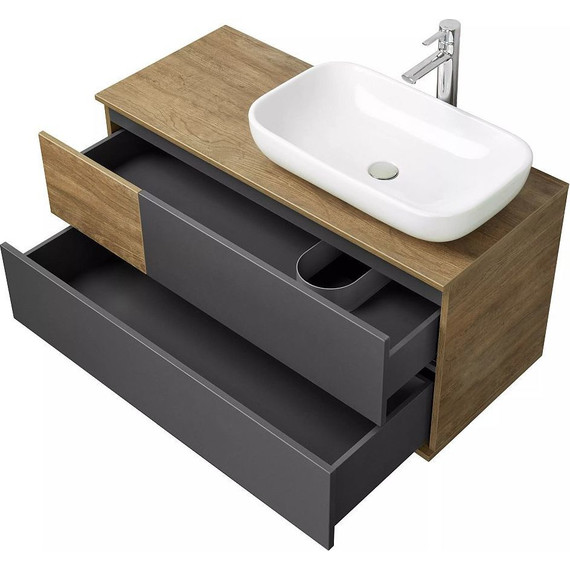 Тумба подвесная со столешницей Акватон Терра 105 см 1A246901TEKA0, дуб кантри/антрацит - 9 Тумба подвесная со столешницей Акватон Терра 105 см 1A246901TEKA0, дуб кантри/антрацит фото 9