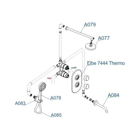 Душевая система для ванны с термостатом WasserKraft A177477 Thermo, черный - 8 Душевая система для ванны с термостатом WasserKraft A177477 Thermo, черный фото 8