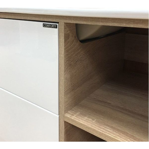 Тумба подвесная с раковиной Comforty Гамбург 90 см, дуб сонома - 11 Тумба подвесная с раковиной Comforty Гамбург 90 см, дуб сонома фото 11