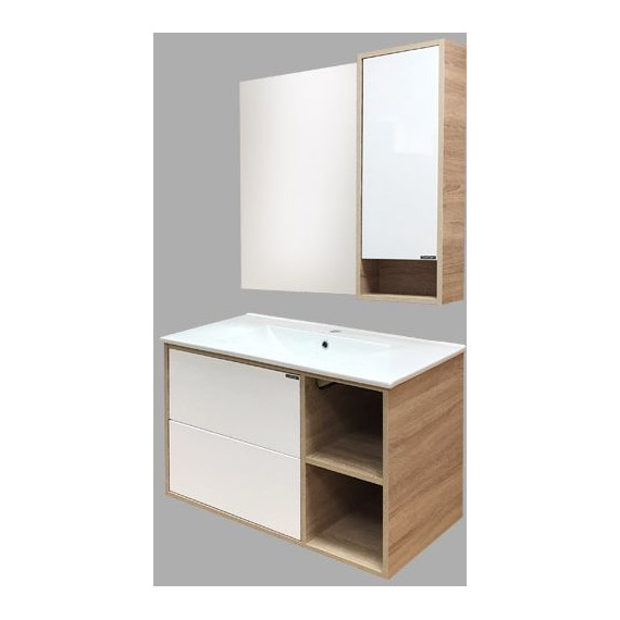 Тумба подвесная с раковиной Comforty Гамбург 90 см, дуб сонома - 7 Тумба подвесная с раковиной Comforty Гамбург 90 см, дуб сонома фото 7