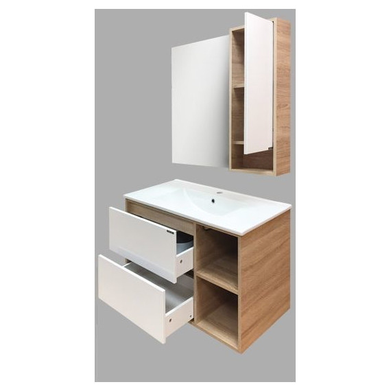 Тумба подвесная с раковиной Comforty Гамбург 90 см, дуб сонома - 8 Тумба подвесная с раковиной Comforty Гамбург 90 см, дуб сонома фото 8