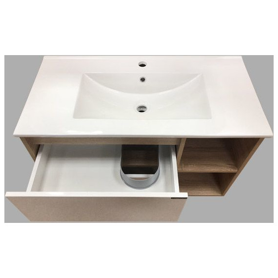 Тумба подвесная с раковиной Comforty Гамбург 90 см, дуб сонома - 9 Тумба подвесная с раковиной Comforty Гамбург 90 см, дуб сонома фото 9