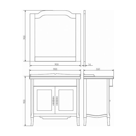 Тумба напольная с раковиной Comforty Версаль 90 см, слоновая кость фото 9