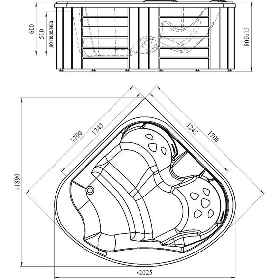 Спа бассейн Радомир Cornelia 170х170 см, (перламутр) фото 3