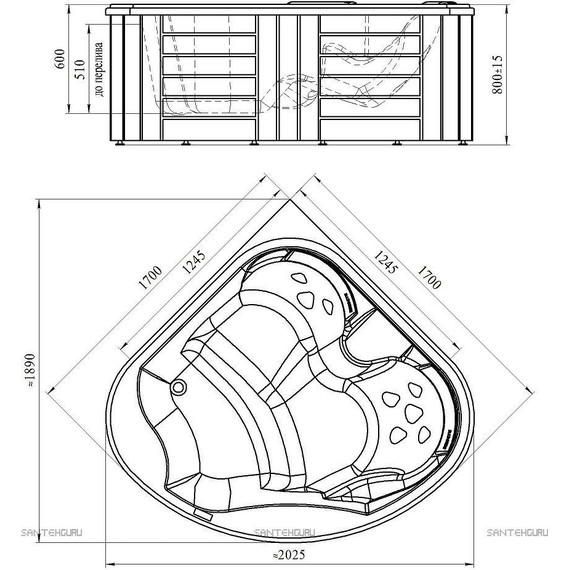 СПА БАССЕЙН Радомир Cornelia 170х170 см, (белый) фото 3