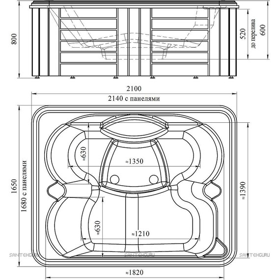 СПА БАССЕЙН Радомир DELUXE 214х168 см, (белый) фото 3