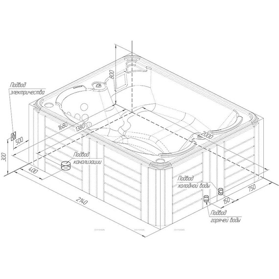 СПА БАССЕЙН Радомир DELUXE 214х168 см, (белый) фото 4