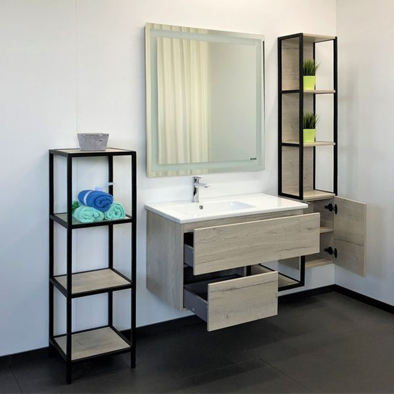 Тумба подвесная с раковиной Comforty Мальме 90 см, дуб дымчатый фото 7