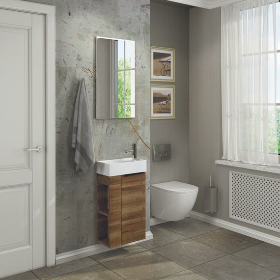 Тумба подвесная с раковиной Comforty Матэ 40 см, дуб тёмно-коричневый - 5 Тумба подвесная с раковиной Comforty Матэ 40 см, дуб тёмно-коричневый фото 5