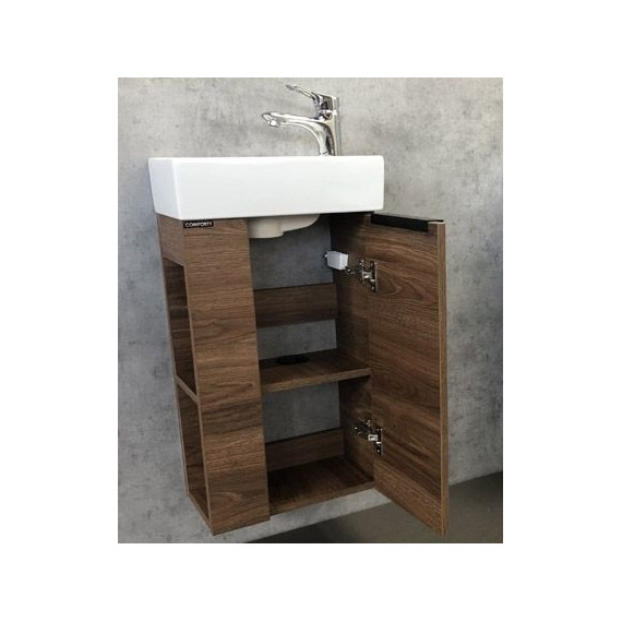 Тумба подвесная с раковиной Comforty Матэ 40 см, дуб тёмно-коричневый фото 