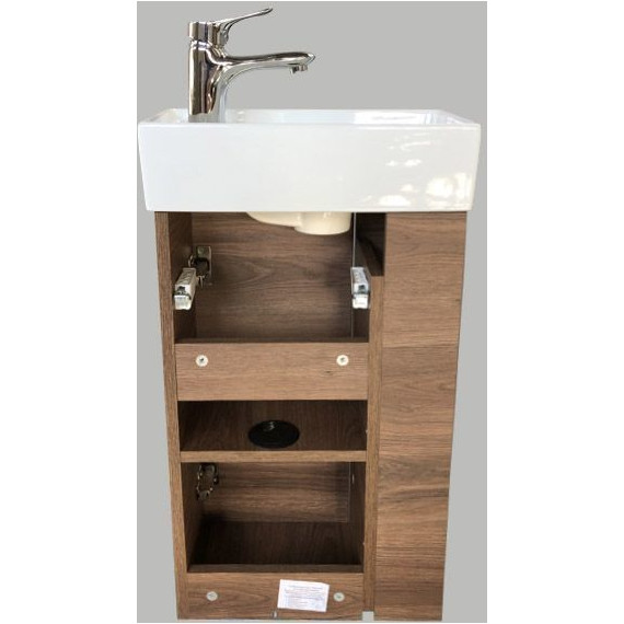 Тумба подвесная с раковиной Comforty Матэ 40 см, дуб тёмно-коричневый - 8 Тумба подвесная с раковиной Comforty Матэ 40 см, дуб тёмно-коричневый фото 8
