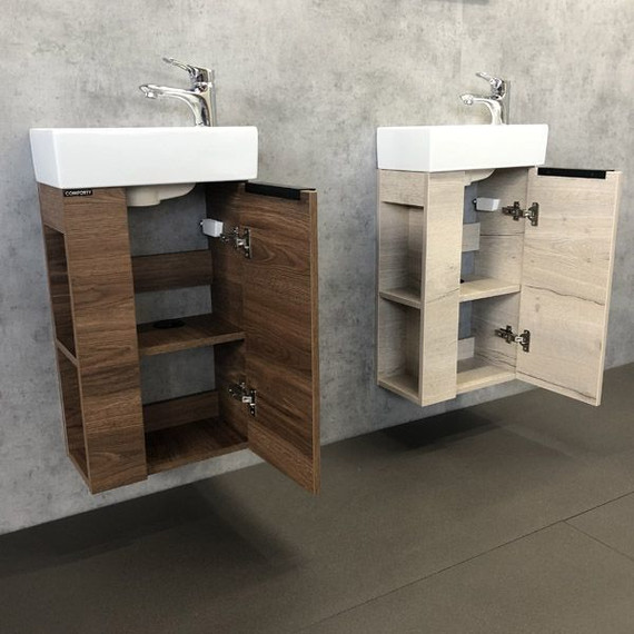 Тумба подвесная с раковиной Comforty Матэ 40 см, дуб тёмно-коричневый - 10 Тумба подвесная с раковиной Comforty Матэ 40 см, дуб тёмно-коричневый фото 10