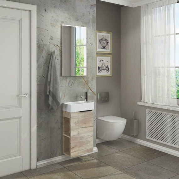 Тумба подвесная с раковиной Comforty Матэ 40 см, дуб дымчатый фото 5