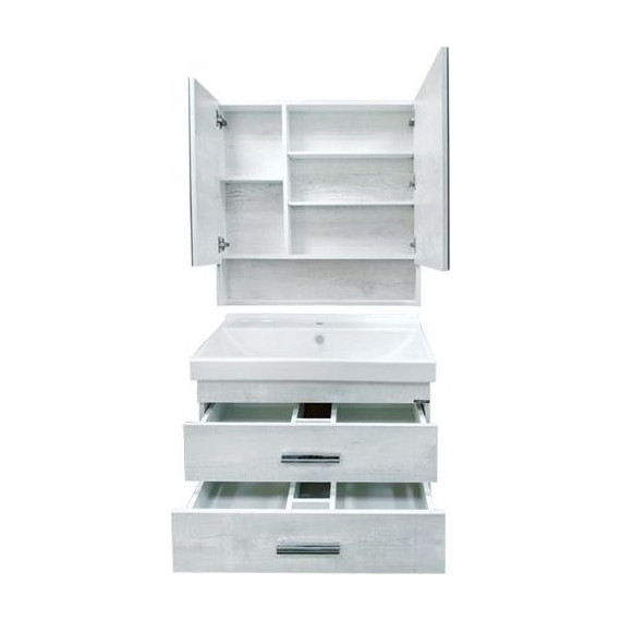 Тумба подвесная с раковиной Comforty Никосия 80П 80 см, дуб белый - 7 Тумба подвесная с раковиной Comforty Никосия 80П 80 см, дуб белый фото 7