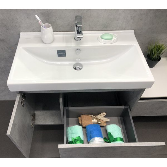 Тумба подвесная с раковиной Comforty Осло 80 см, бетон светлый - 9 Тумба подвесная с раковиной Comforty Осло 80 см, бетон светлый фото 9