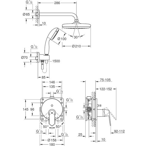 Душевая система для душа Grohe Eurosmart Cosmopolitan 25219001 - 2 Душевая система для душа Grohe Eurosmart Cosmopolitan 25219001 фото 2